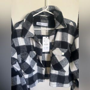 zara cropped plaid shacket